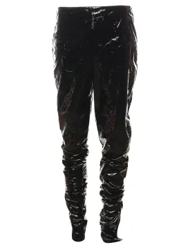 Black Shiny Tapered PVC Trousers - W28 L36