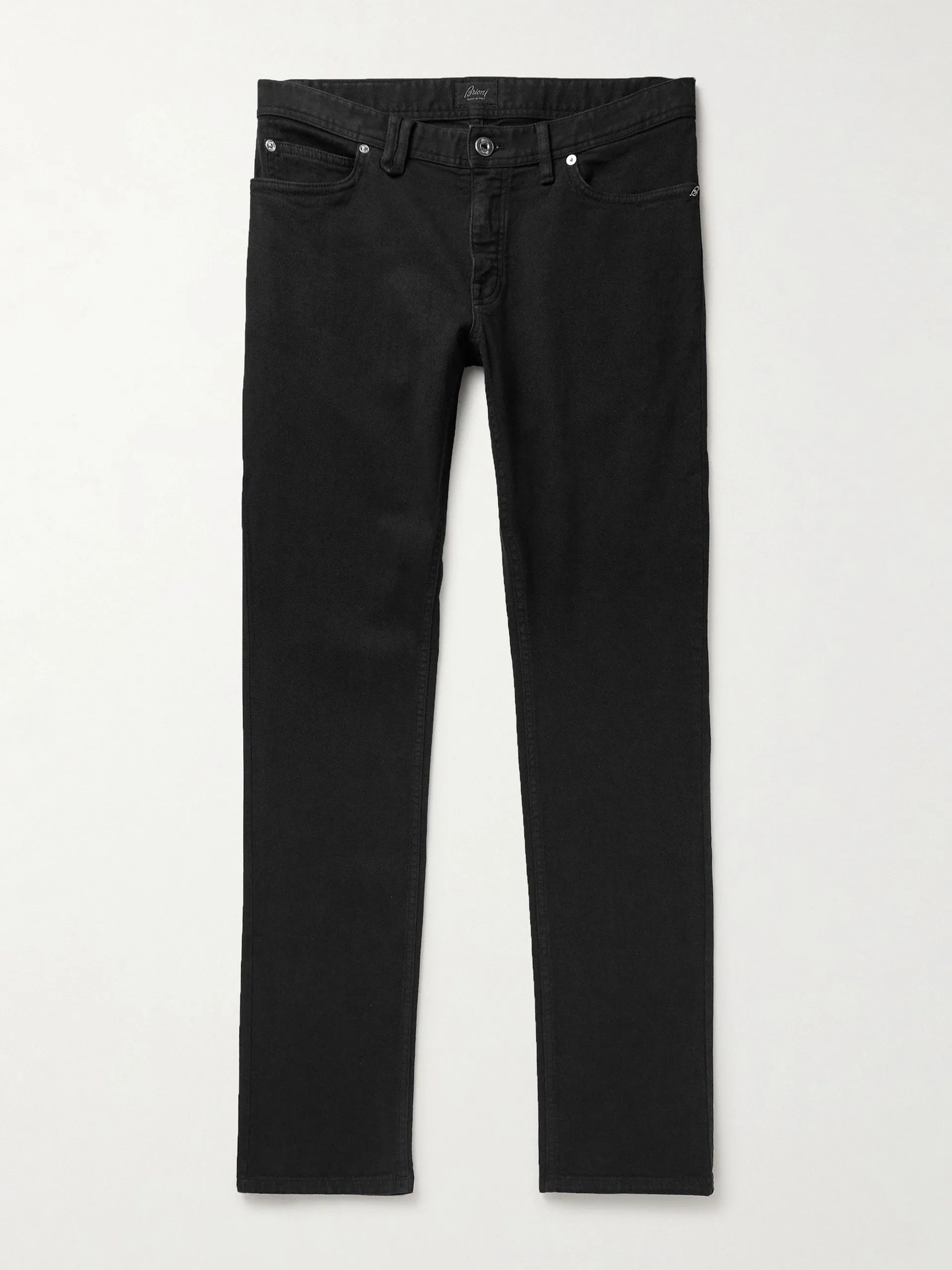 Black slim-fit straight-leg jeans