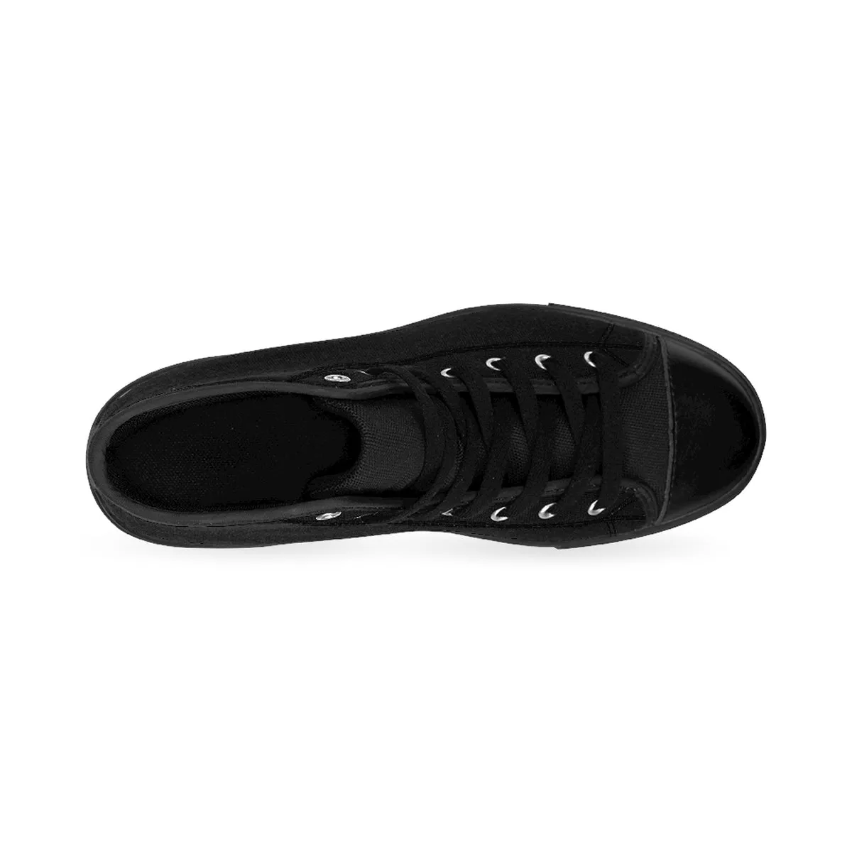 Black Solid Color Women's Sneakers, Modern Minimalist High Top Designer Running Shoes