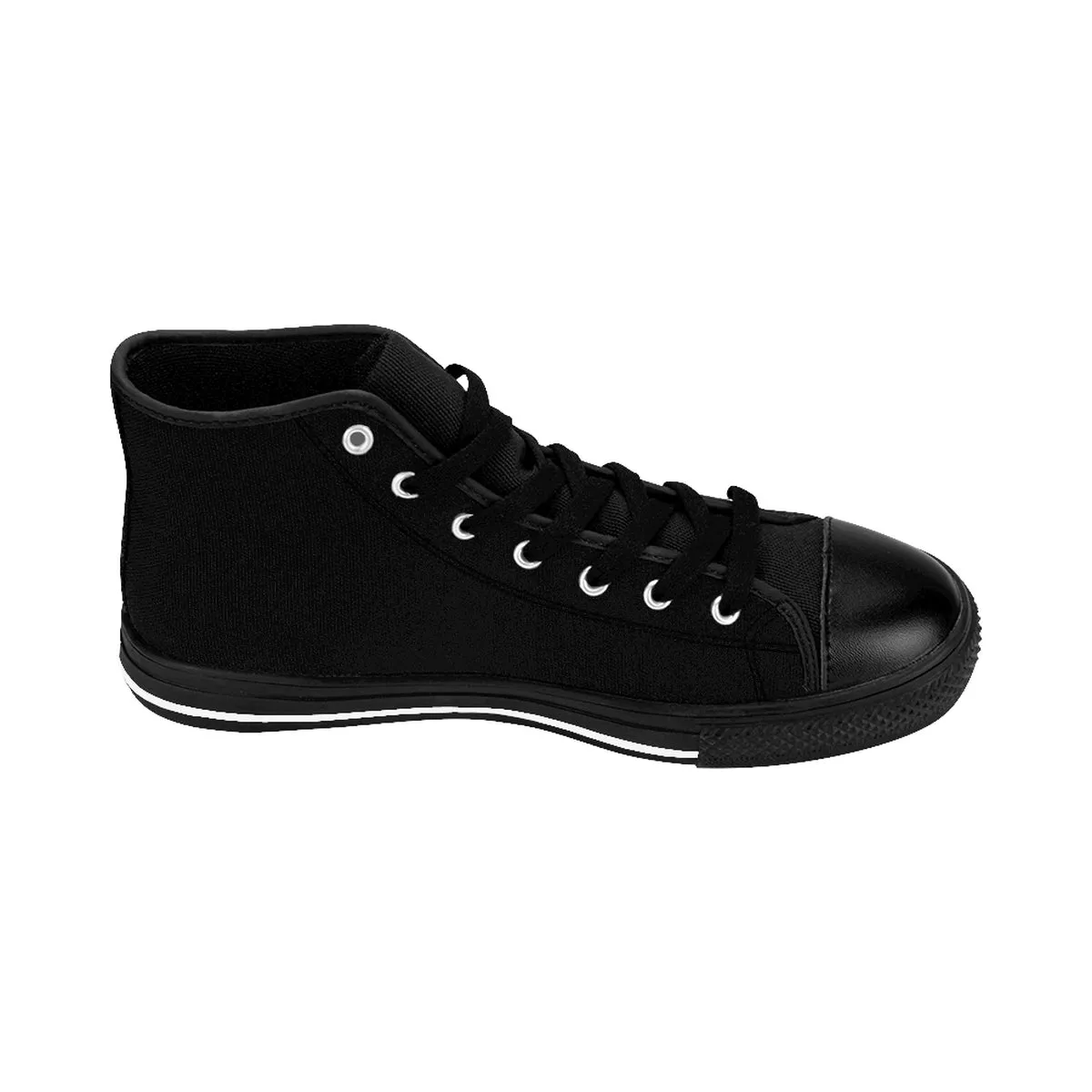 Black Solid Color Women's Sneakers, Modern Minimalist High Top Designer Running Shoes