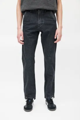 Black Straight Leg Washed Jeans