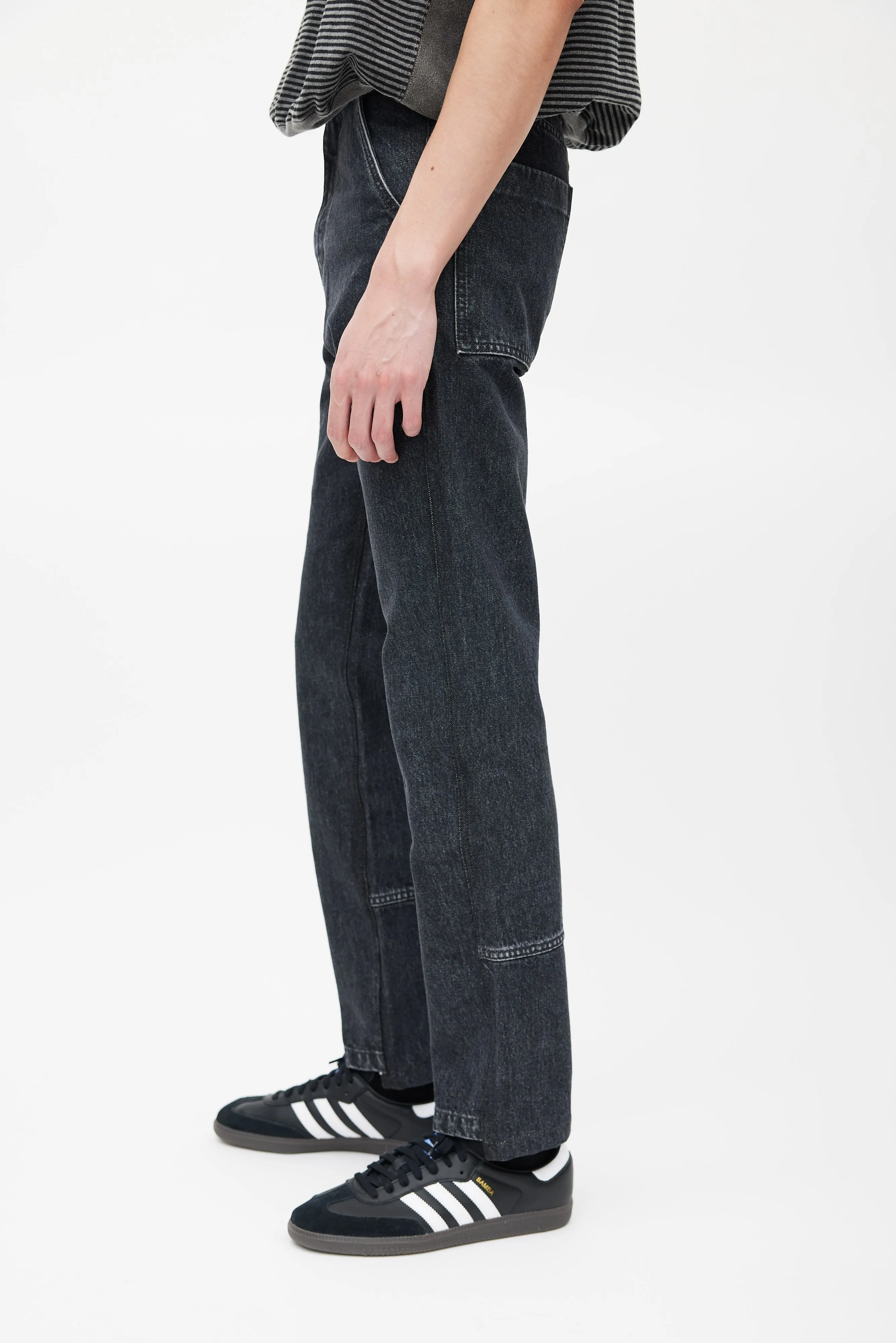 Black Straight Leg Washed Jeans