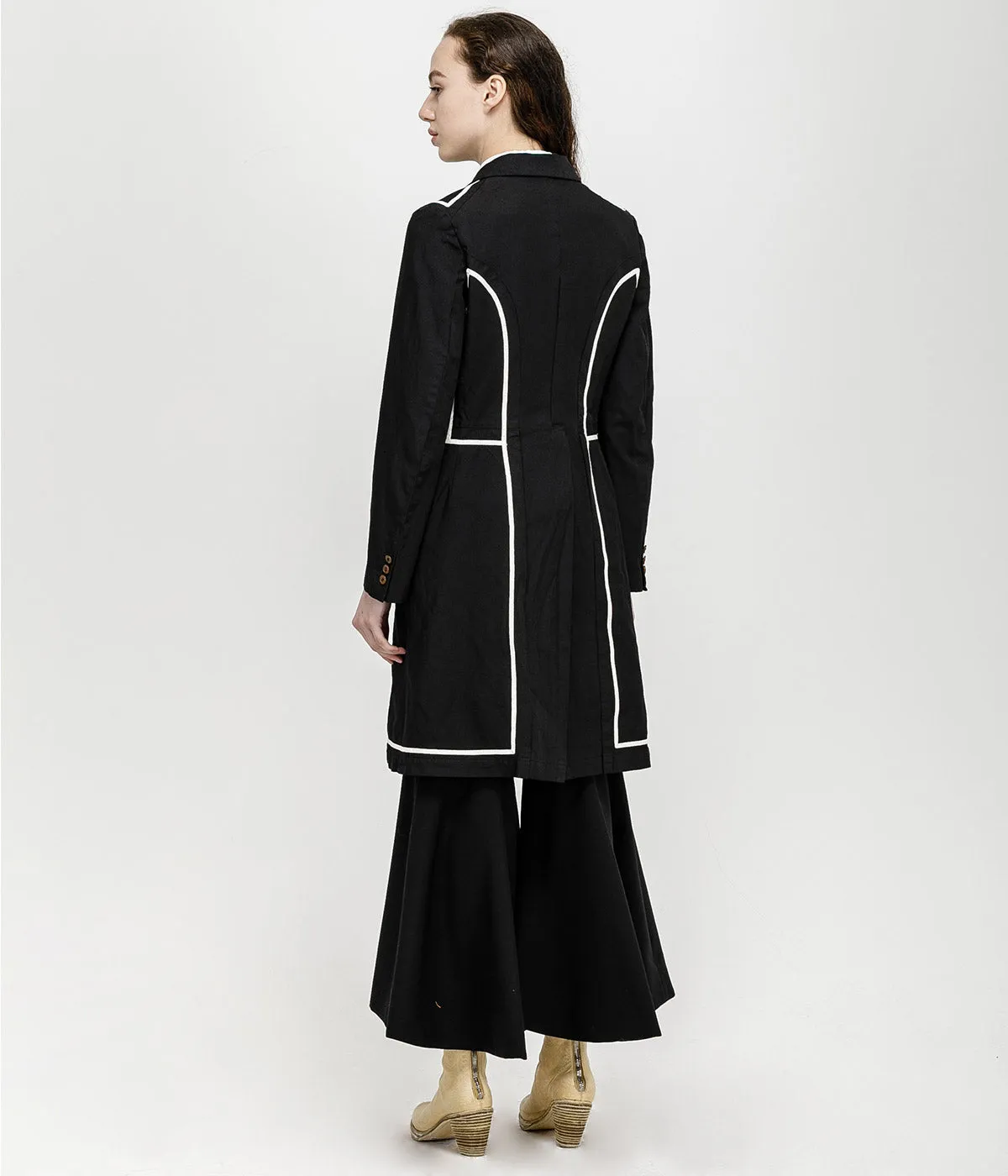 Black Taped Knee High Coat