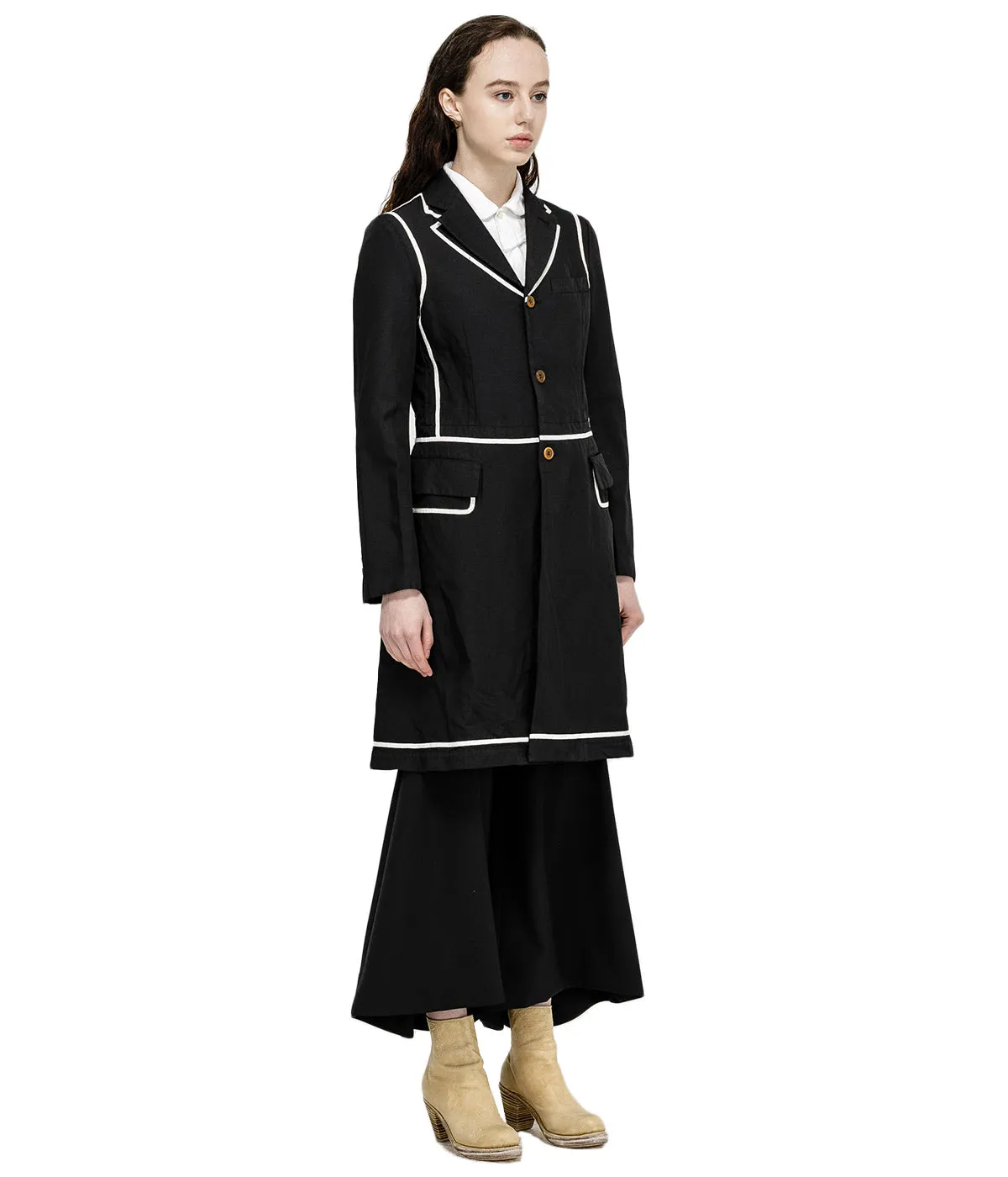 Black Taped Knee High Coat