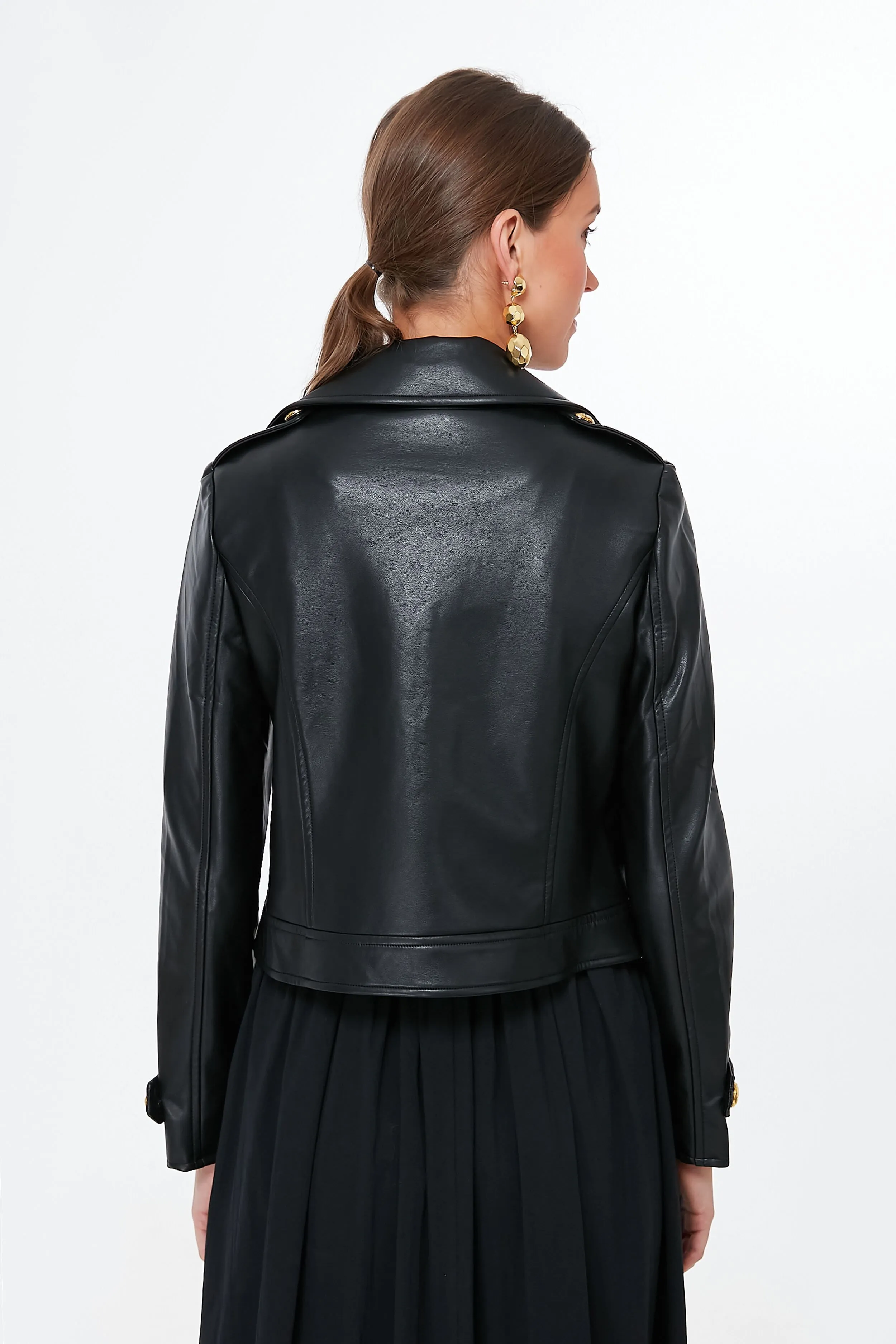 Black Vaughn Cropped Leather Jacket