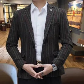 Black Vertical Stripes Pattern Blazer