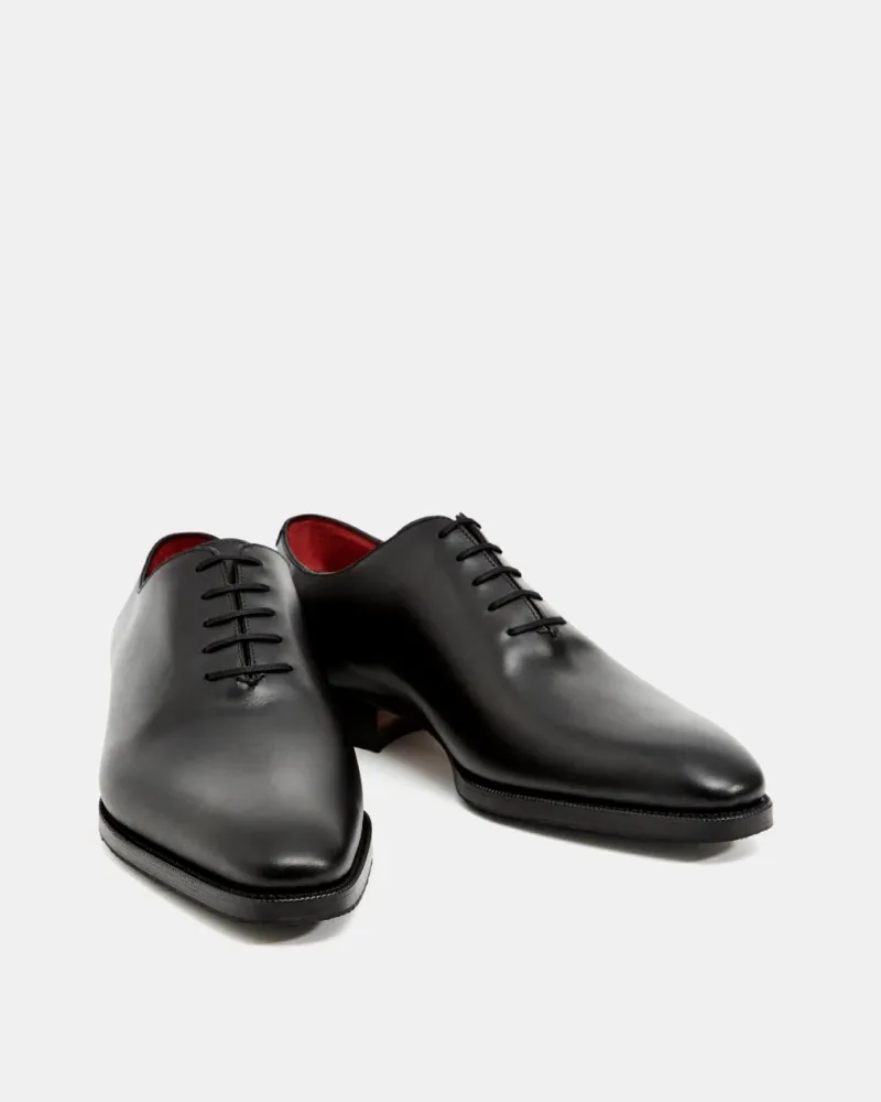 Black Wholecut Oxford Dress Shoe with Rubber Half Soles