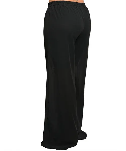 Black Wide Leg Chiffon Pants Plus Size