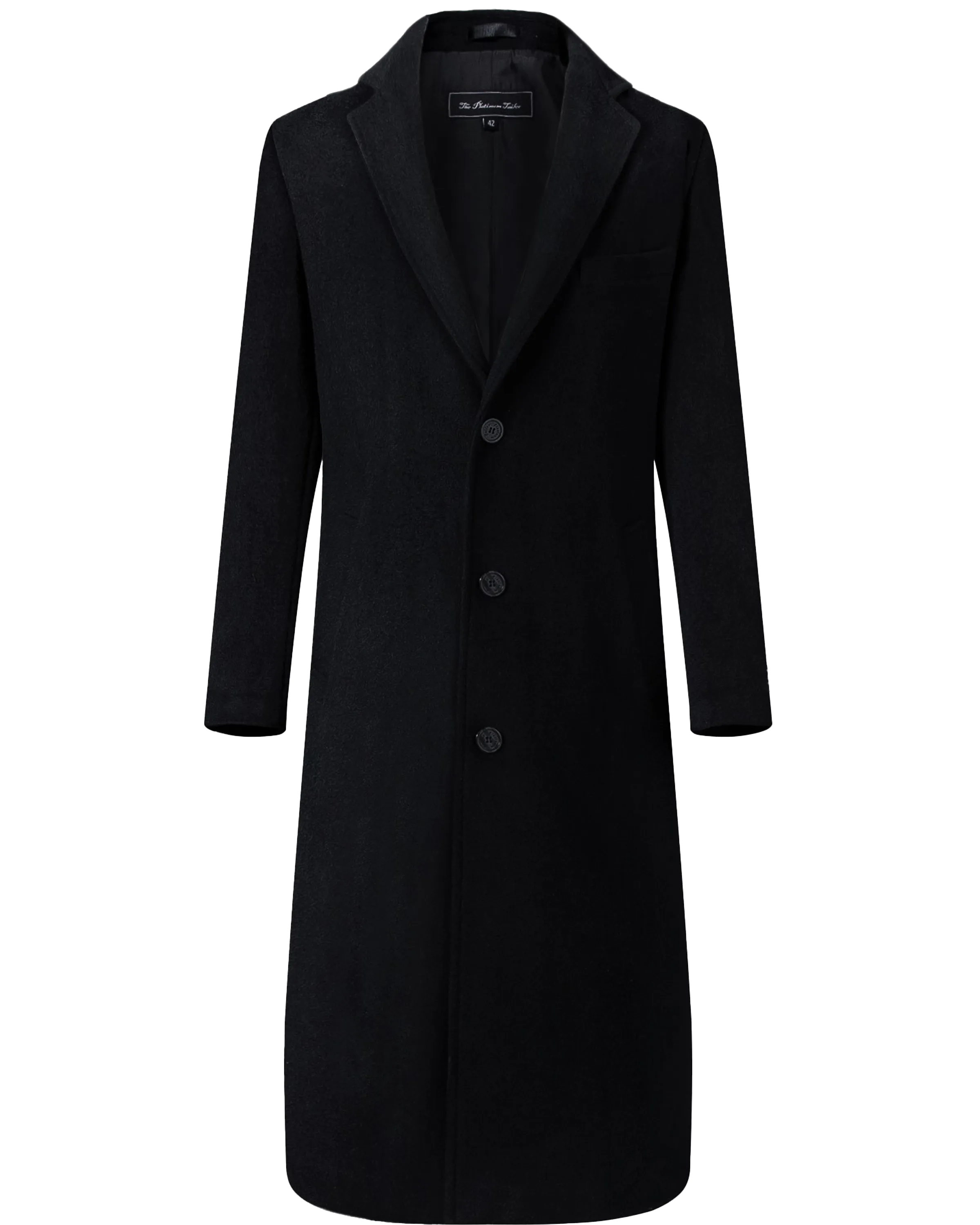 Black Wool Cashmere Long Overcoat