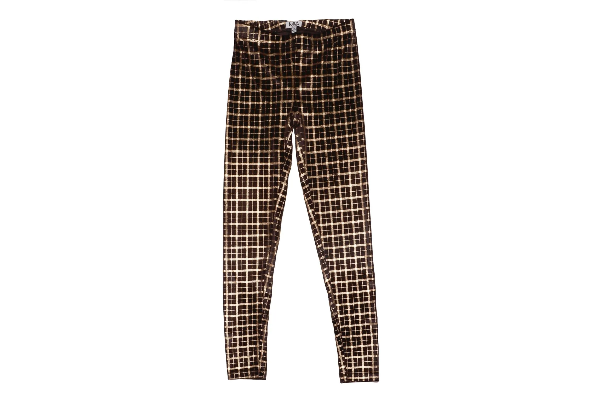 Black/Gold Plaid Metallic Legging