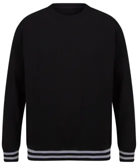 Black/Heather Grey - Sweatshirt with striped cuffs