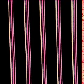 Black/Neon Pink Stripe Double Brushed Jersey Knit Fabric