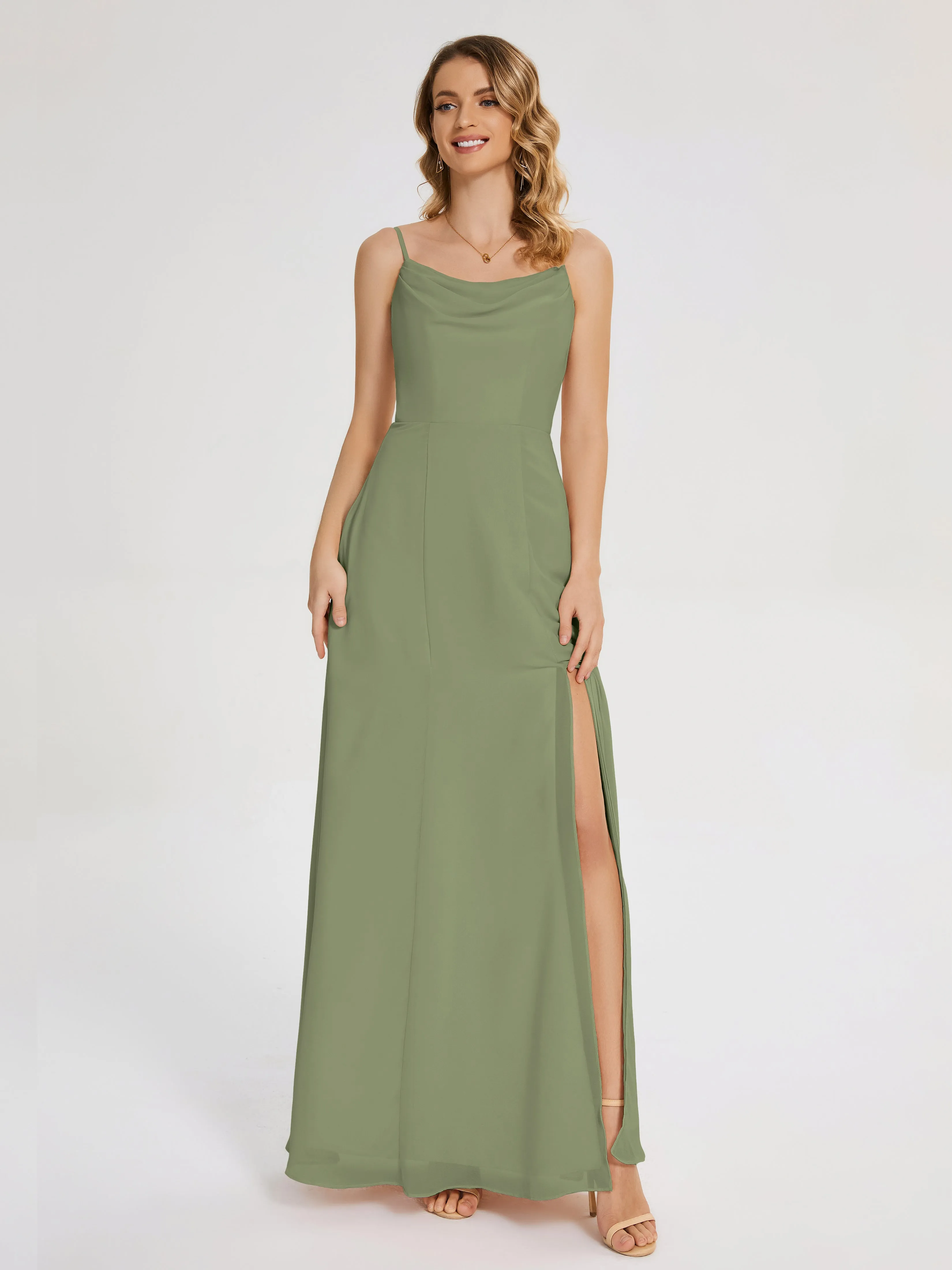 Blake Cowl Split Chiffon Bridesmaid Dresses