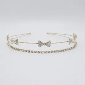 bling star rhinestone double strand metal thin hairband for women