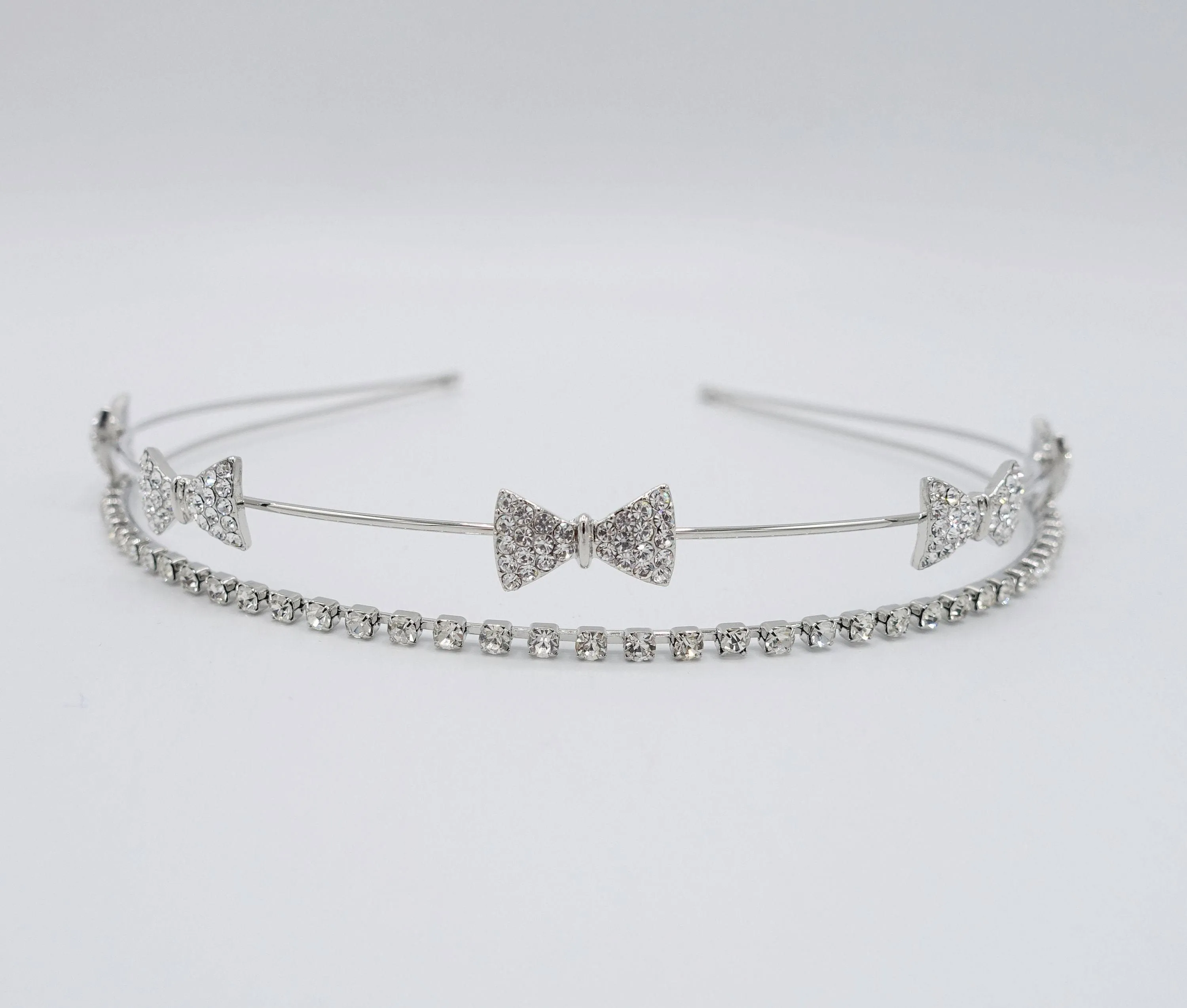 bling star rhinestone double strand metal thin hairband for women