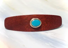 Bloodwood Turquoise Silver gemstone barrette, Unique Turquoise Gemstone Barrette