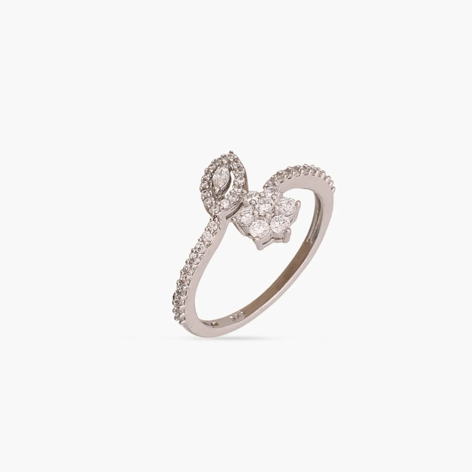 Bloom CZ Delicate Silver Finger Ring