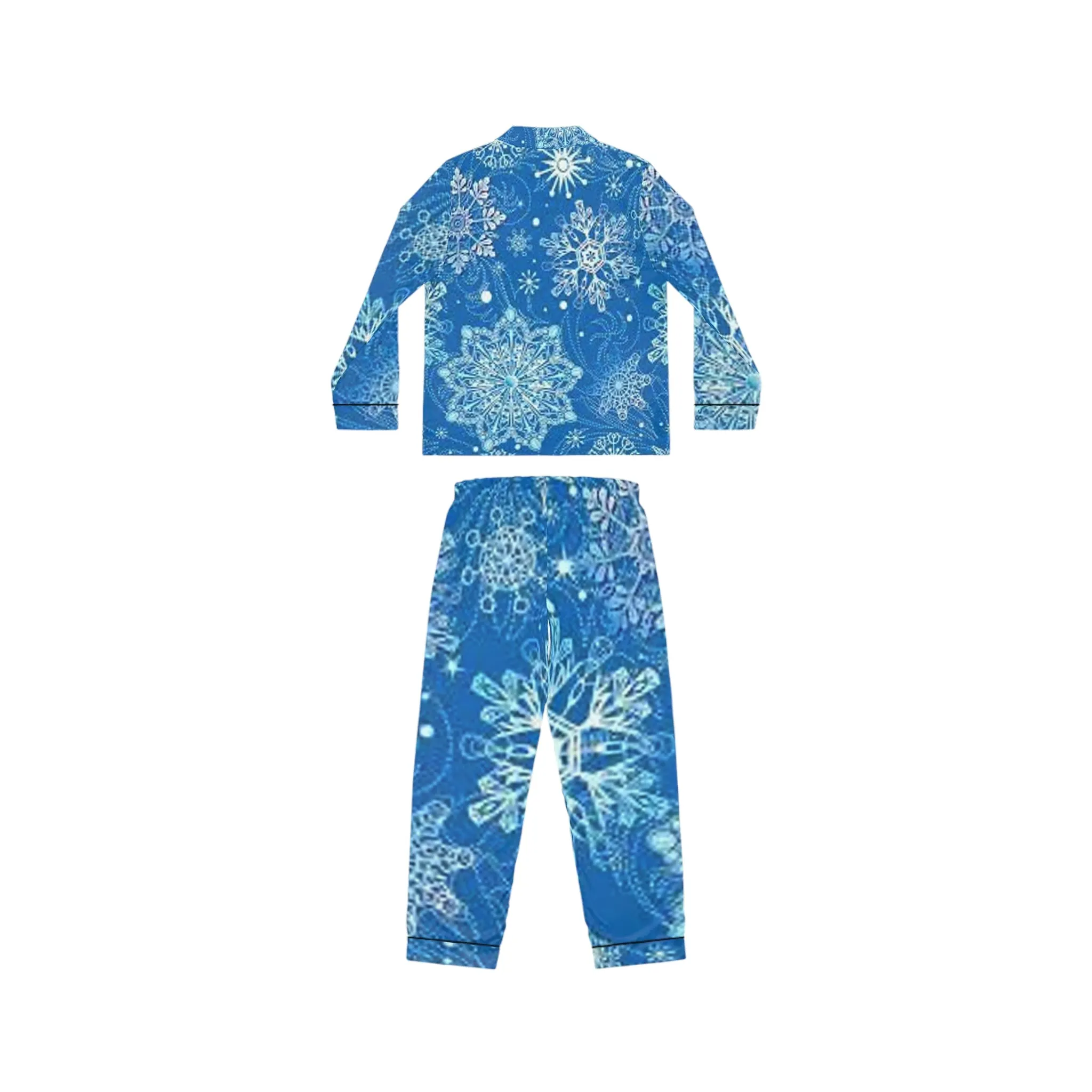 Blue and white snowflake Women's Satin Pajamas (AOP)