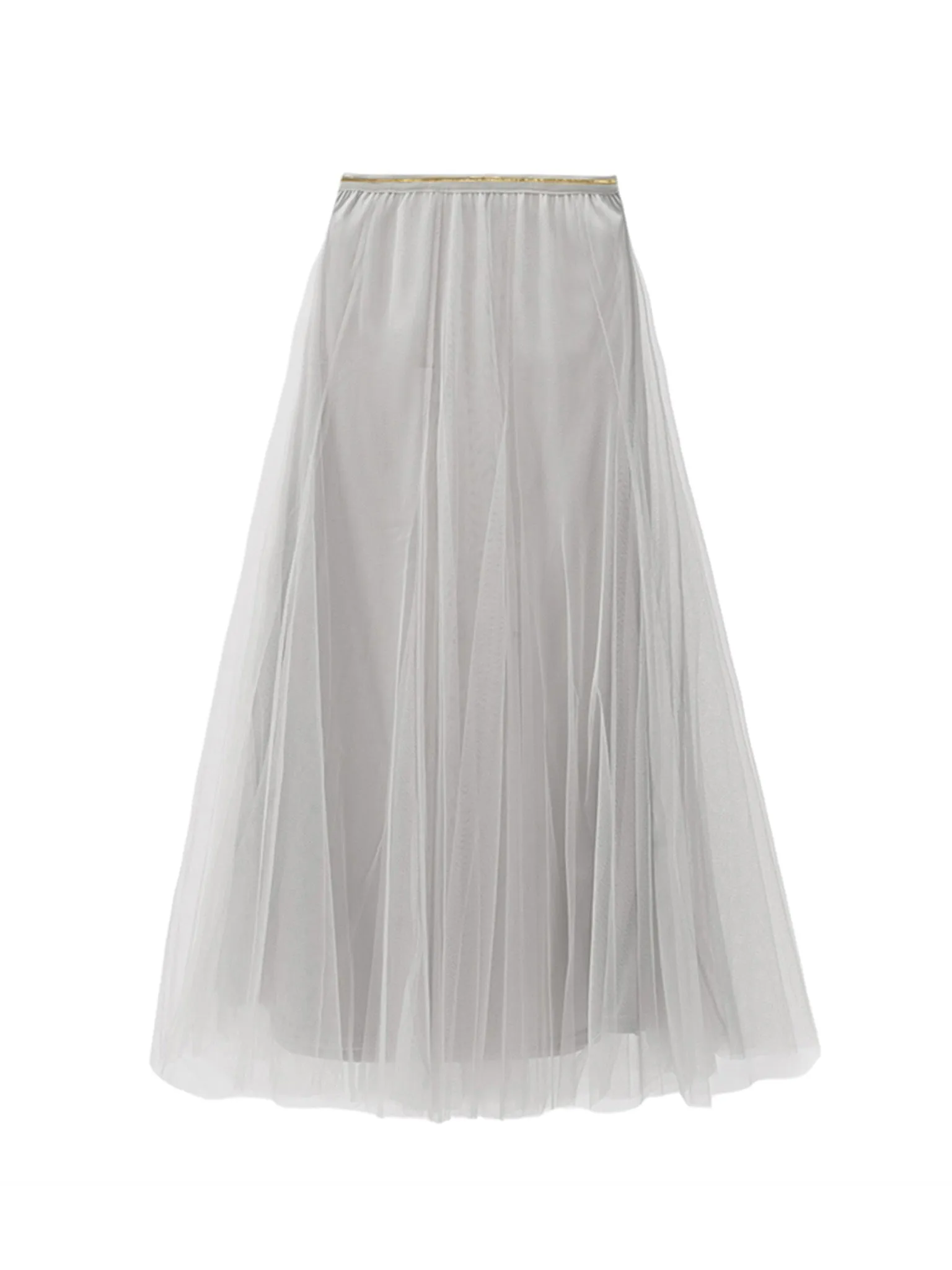 BLUE BASICS Midi Tulle Skirt - Light Grey