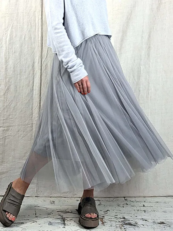 BLUE BASICS Midi Tulle Skirt - Light Grey