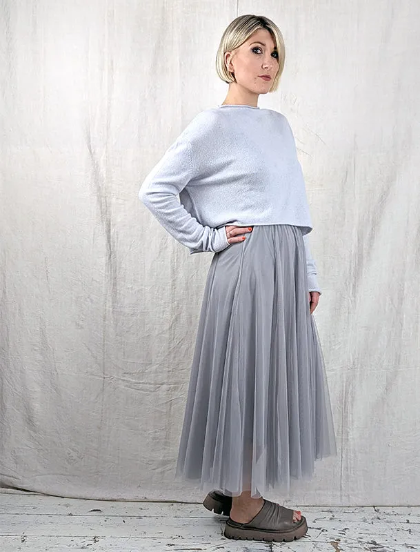 BLUE BASICS Midi Tulle Skirt - Light Grey