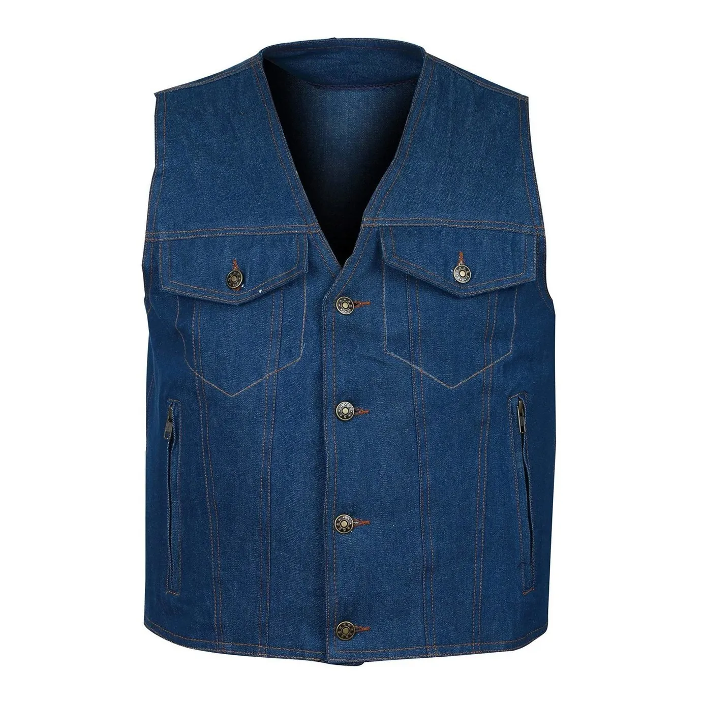 Blue Biker Denim Jeans Waistcoat Lightweight Vest