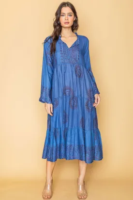 Blue Bohemian Onesize Gauze Dress