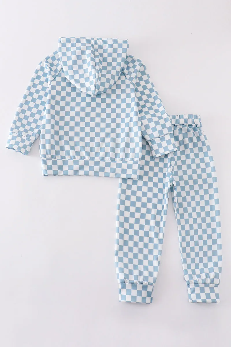 Blue checkered boy set