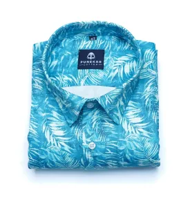 Blue Color Leaf printed Shirt For Men