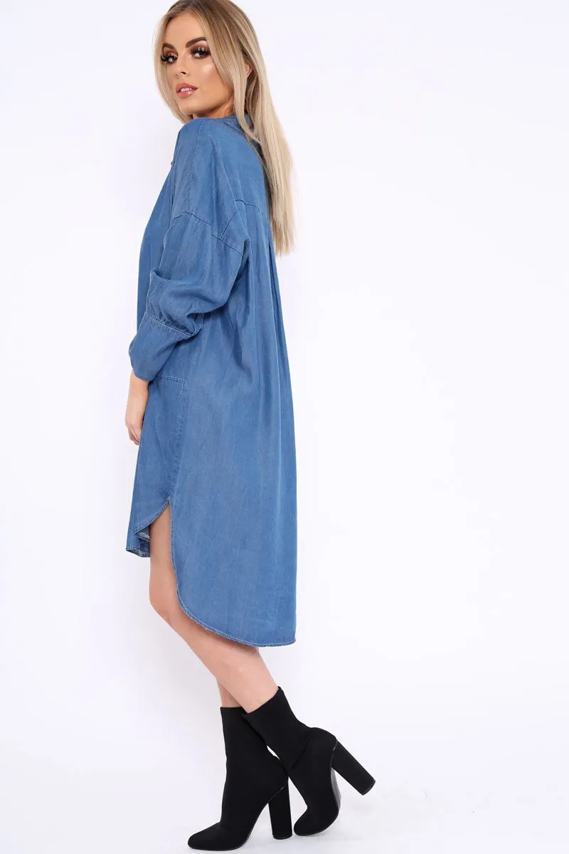 Blue Denim Oversized Shirt Dress - Stormi