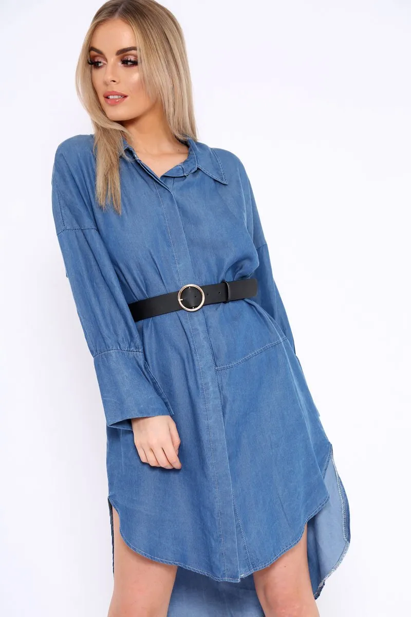 Blue Denim Oversized Shirt Dress - Stormi