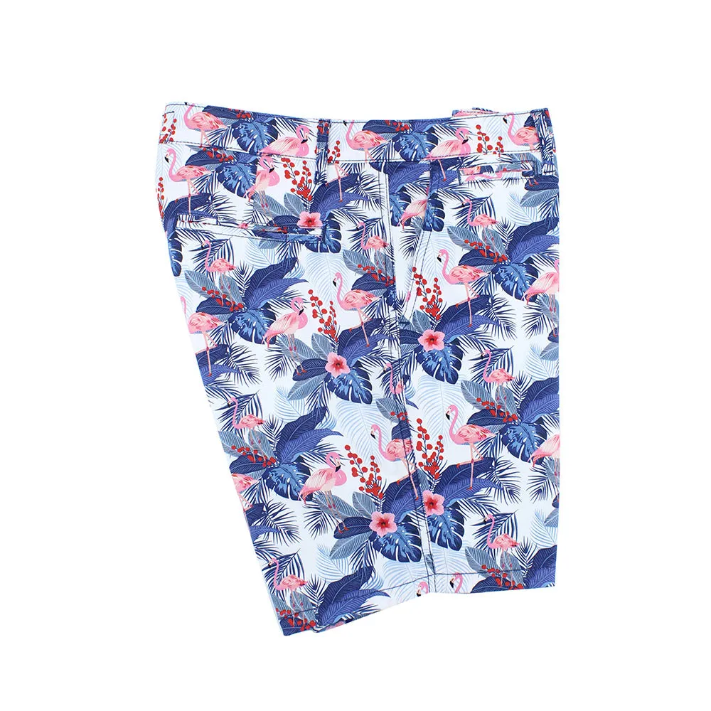 Blue Flamingo Print Shorts