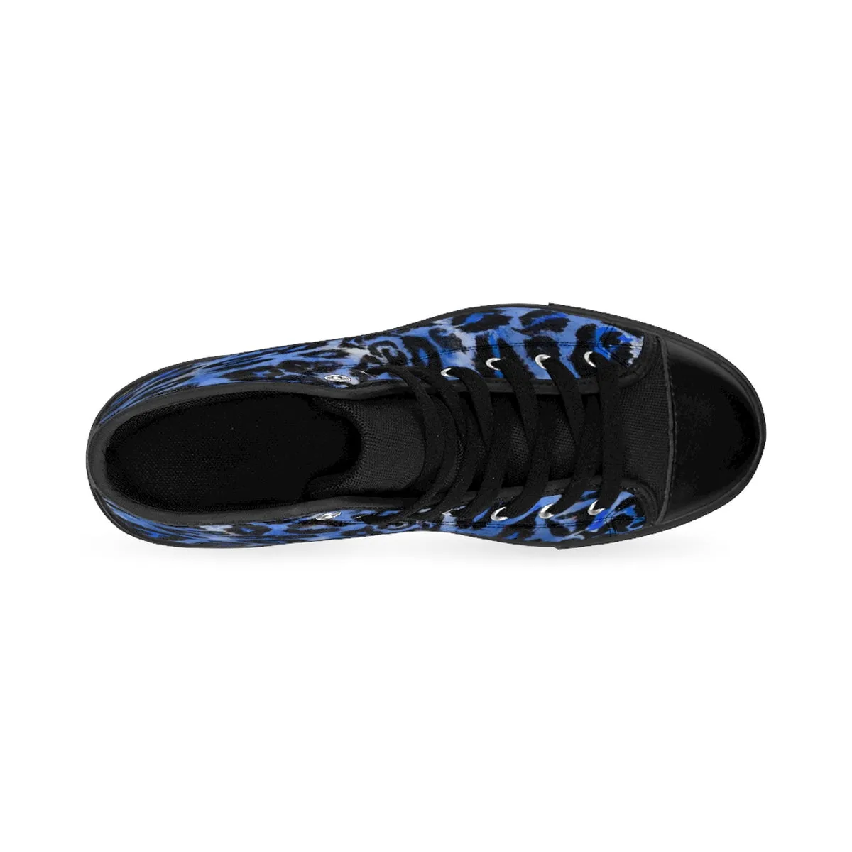 Blue Leopard Men's Sneakers, Animal Print Best  High-top Fashion Running Tennis Shoes