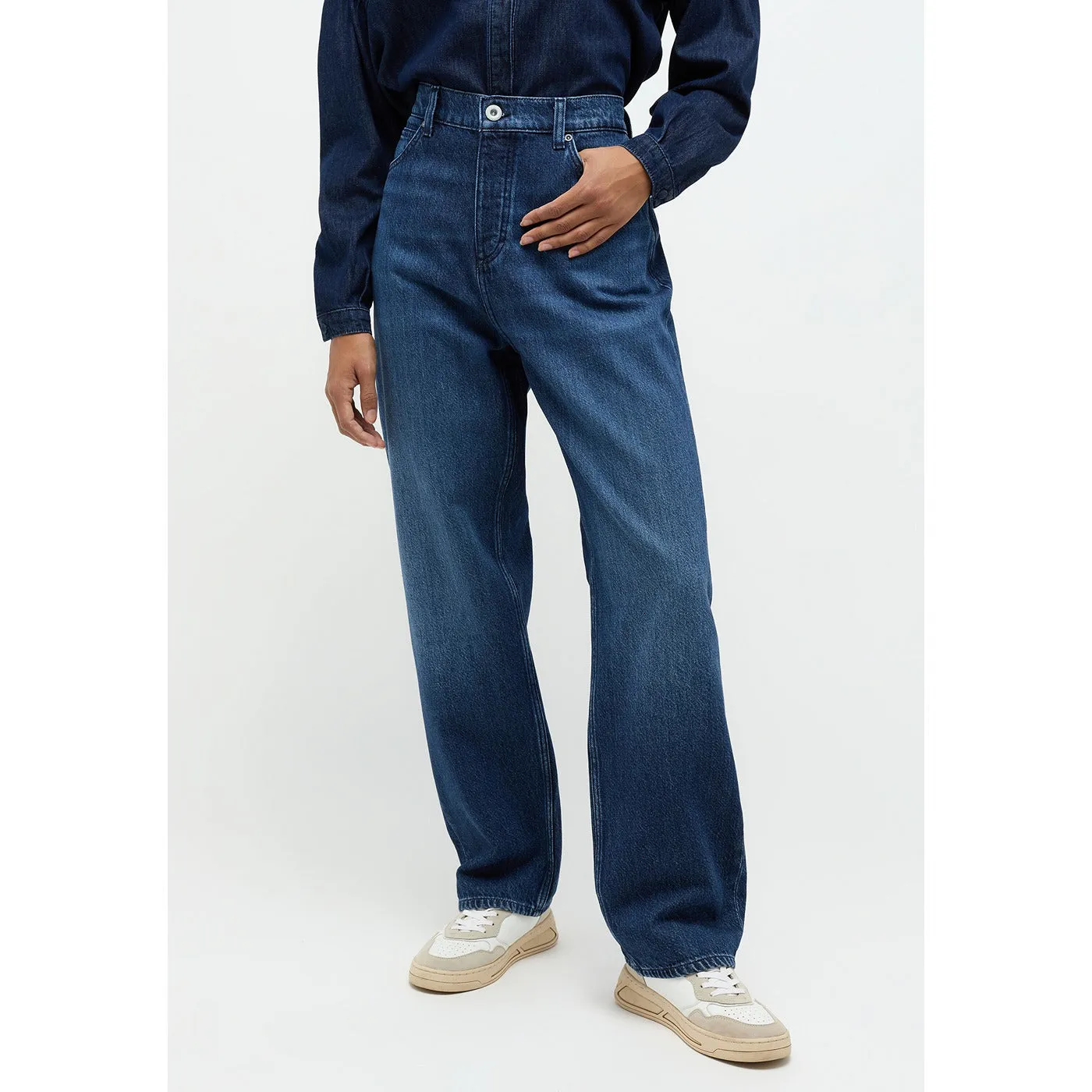 Blue Loose Fit Button Fly Jeans