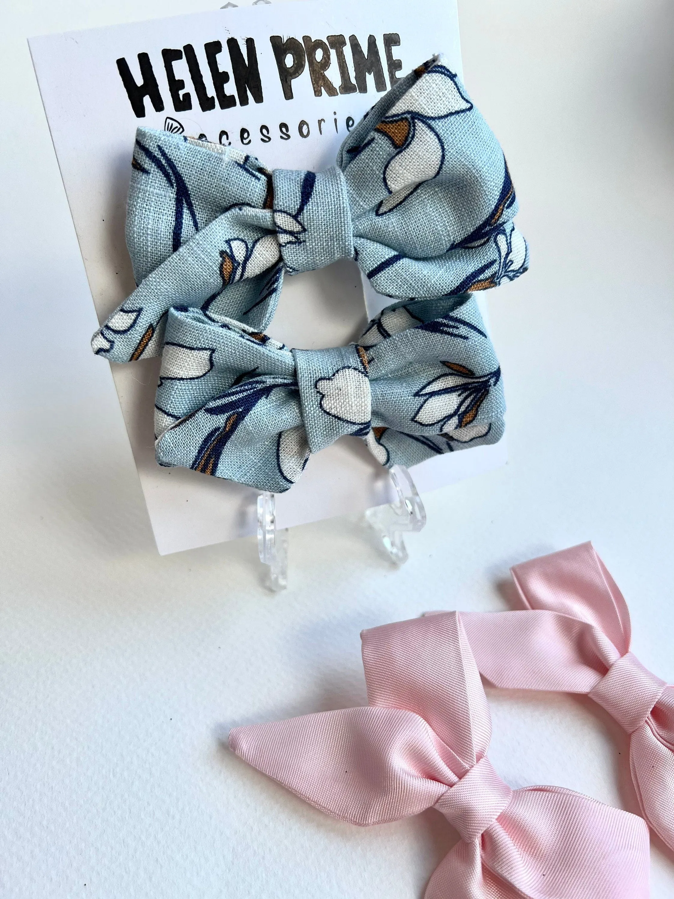 Blue Mini Pigtail Bow Set Pinwheel Baby Bow Hello 1st Grade Accessories Kindergarten Hair Bows Helen Prime