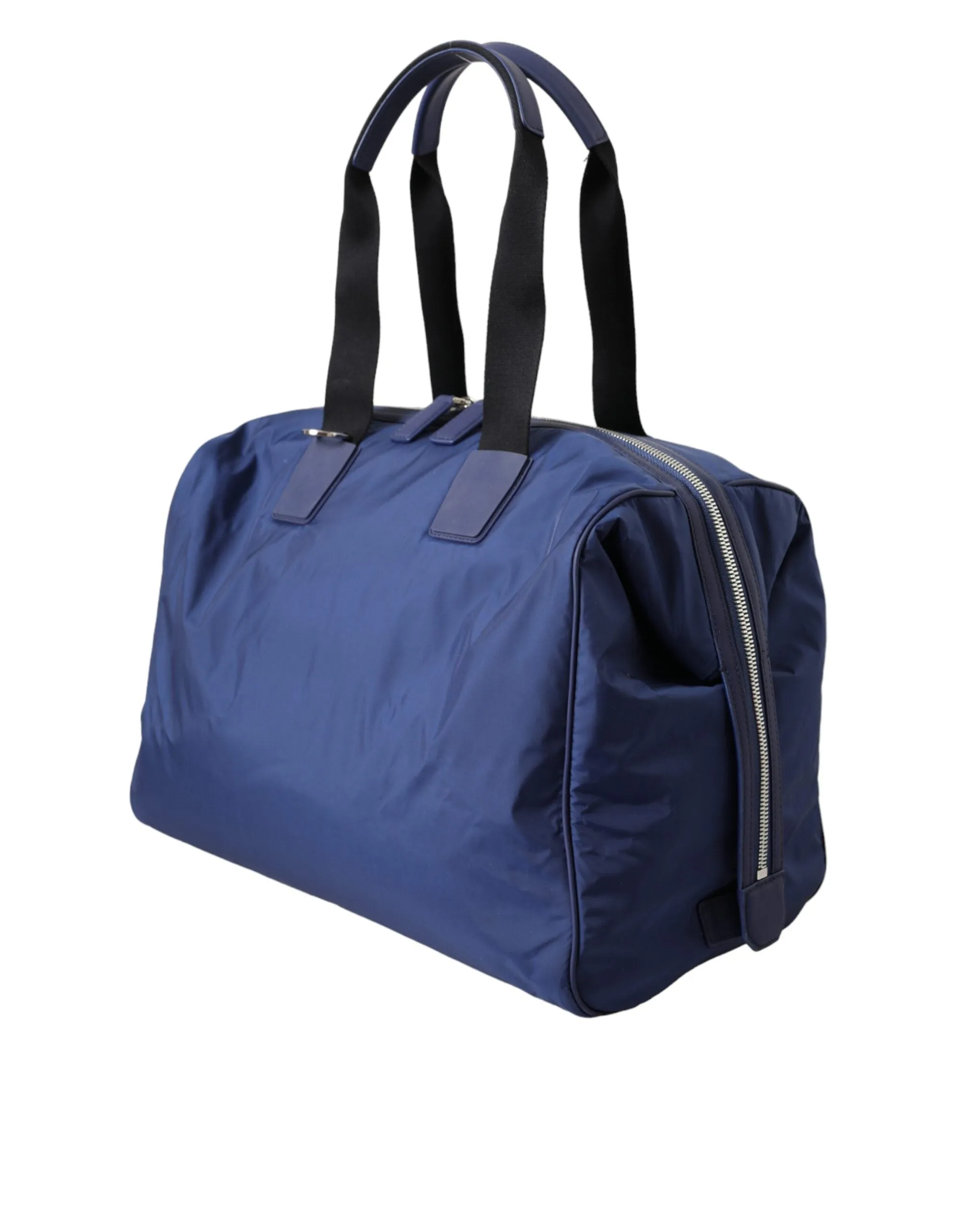 Blue Nylon Calfskin Hand Shoulder Duffel Bag