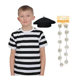 Blue Planet Children’s French T-Shirt, Beret Hat & Garlic Garland Fancy Dress Costume – Adorable Kids Parisian Outfit for Themed Parties & Dress Up