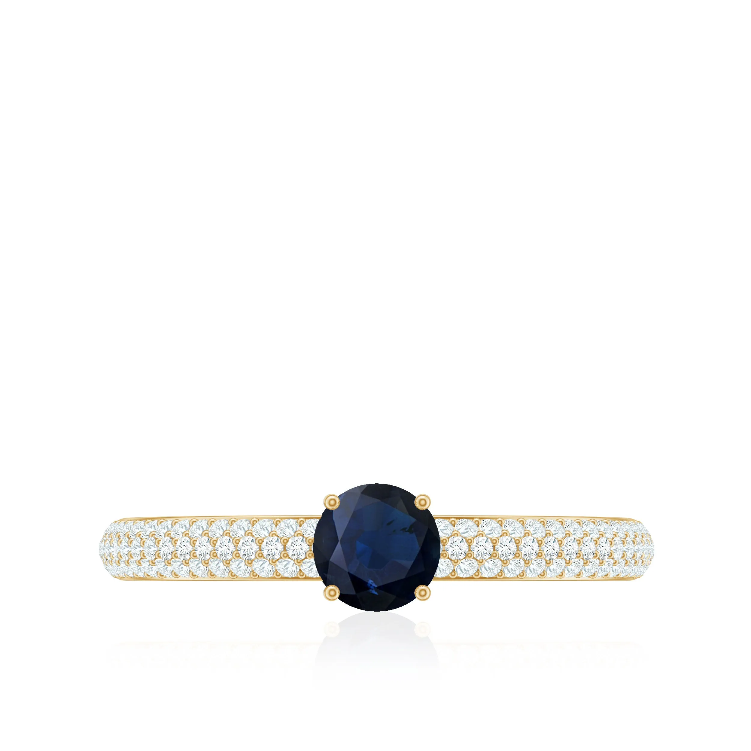 Blue Sapphire Ring with Diamond Simple Engagement Ring