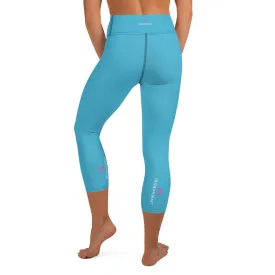 Blue Solid Yoga Capri Leggings, Blue Designer Best Women's Capris Tights-Made in USA/EU/MX