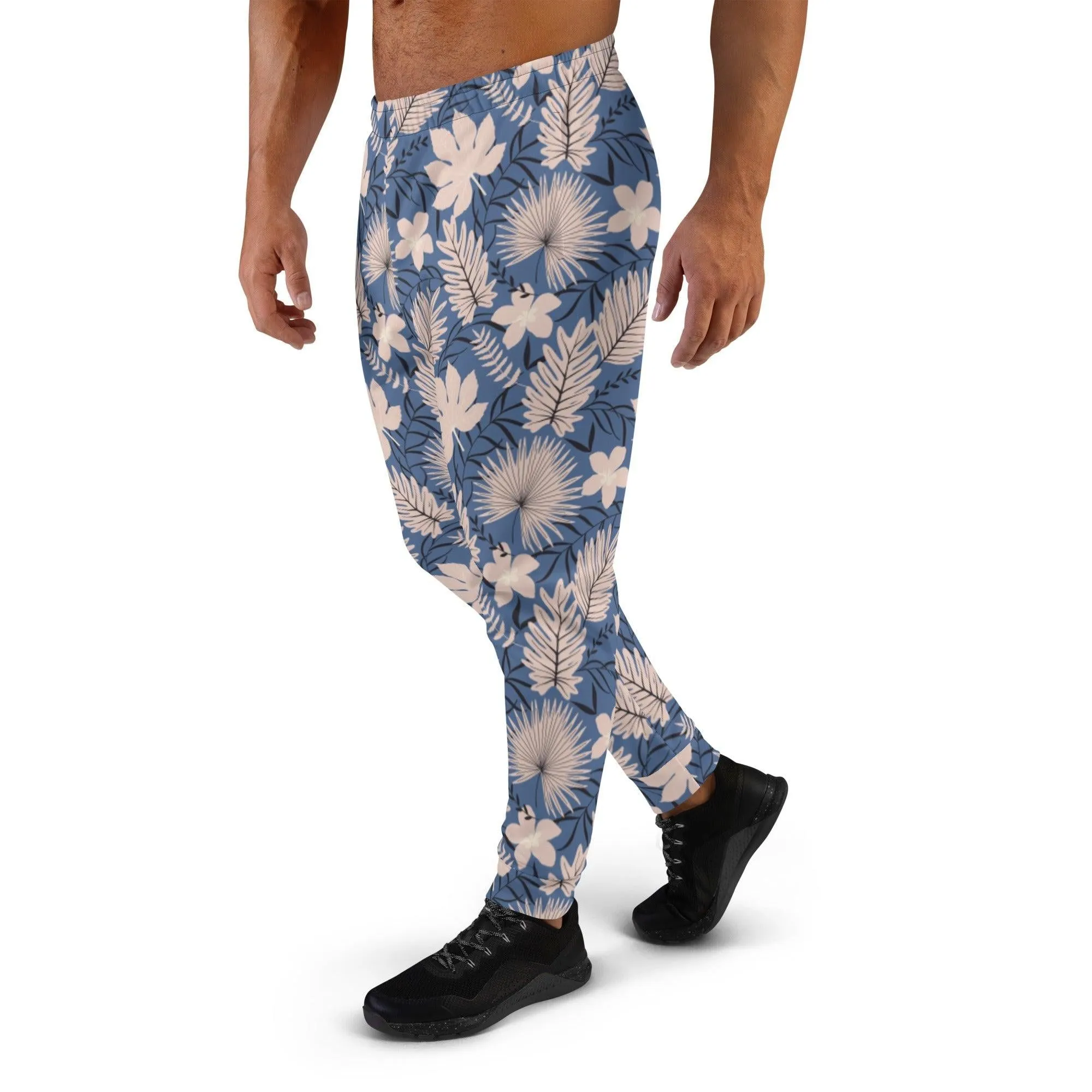 Blue Tropical Flower Men's Street Joggers