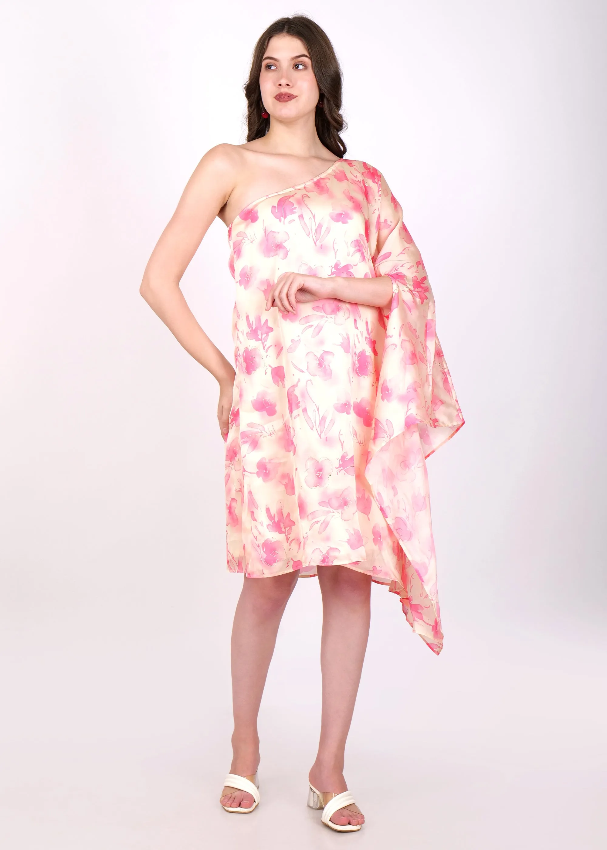 Blush Blossom One-Shoulder Dress