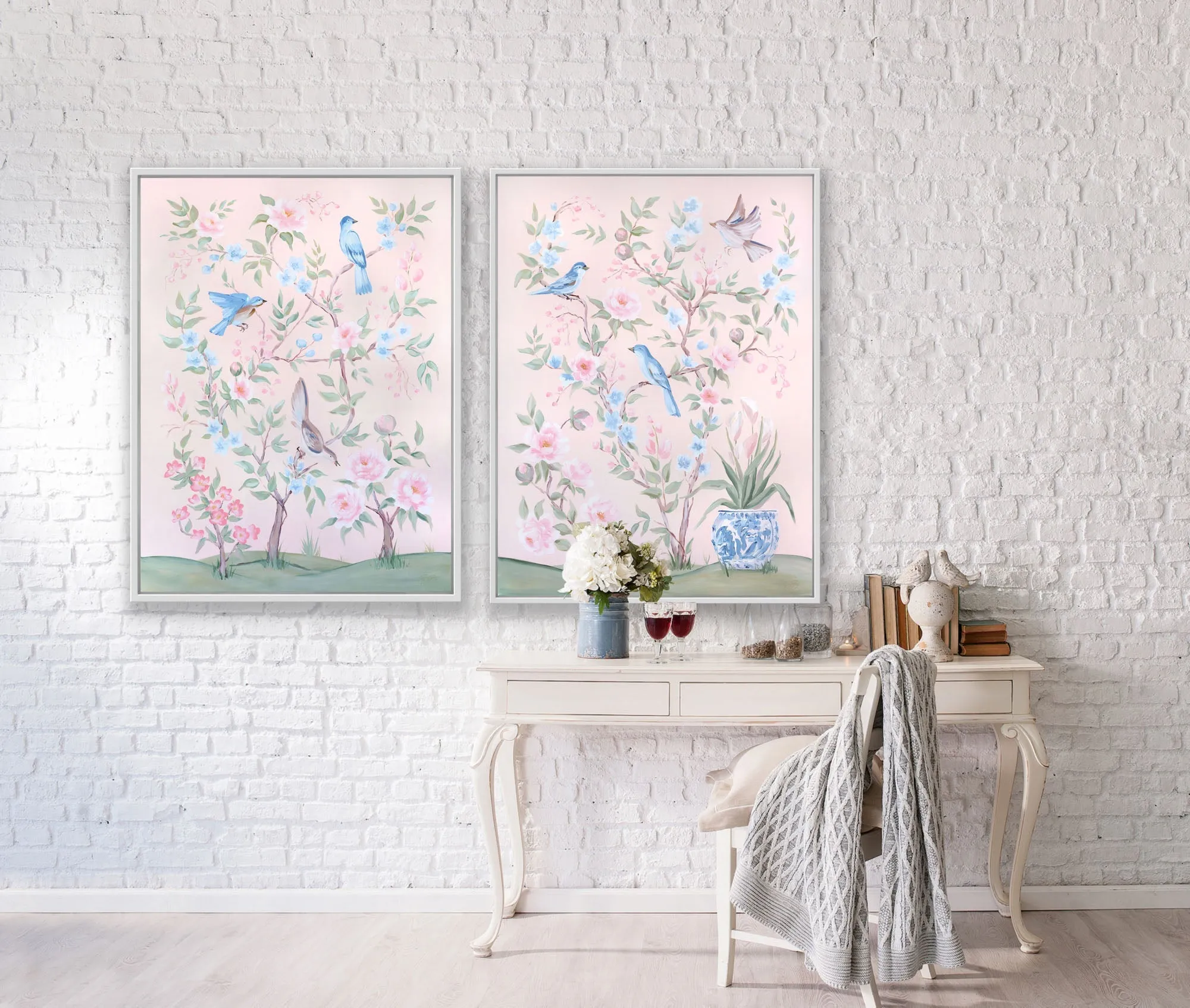 Blush Chinoiserie No. 1, a fine art print on canvas