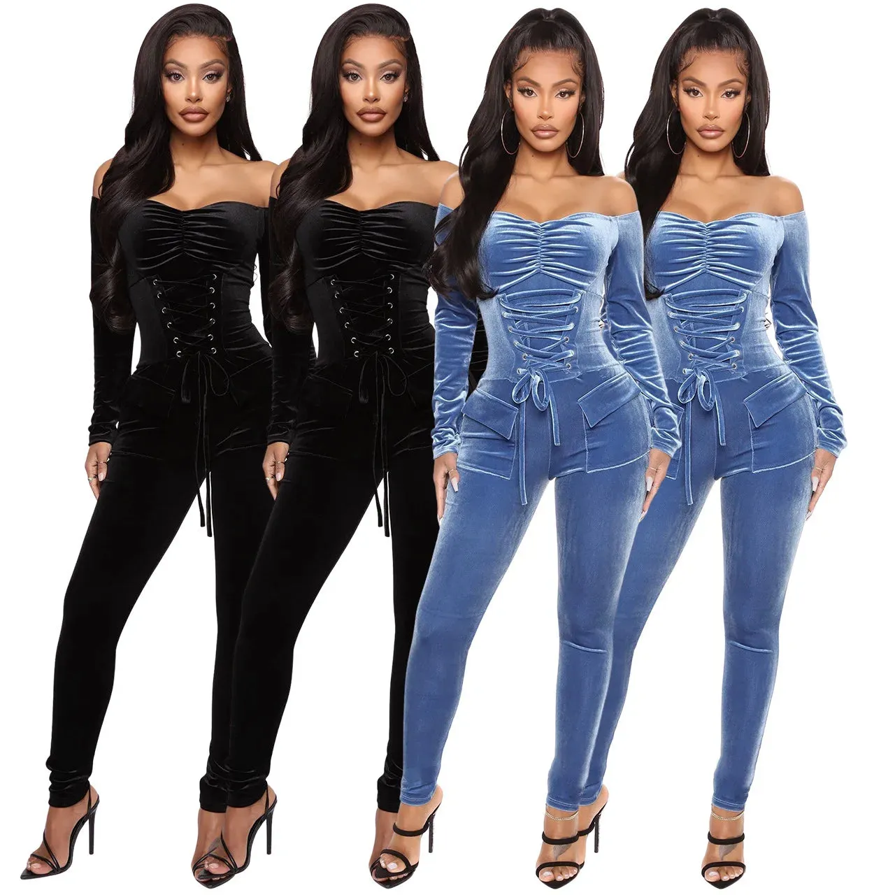 Bodycon Velour Velvet Jumpsuit