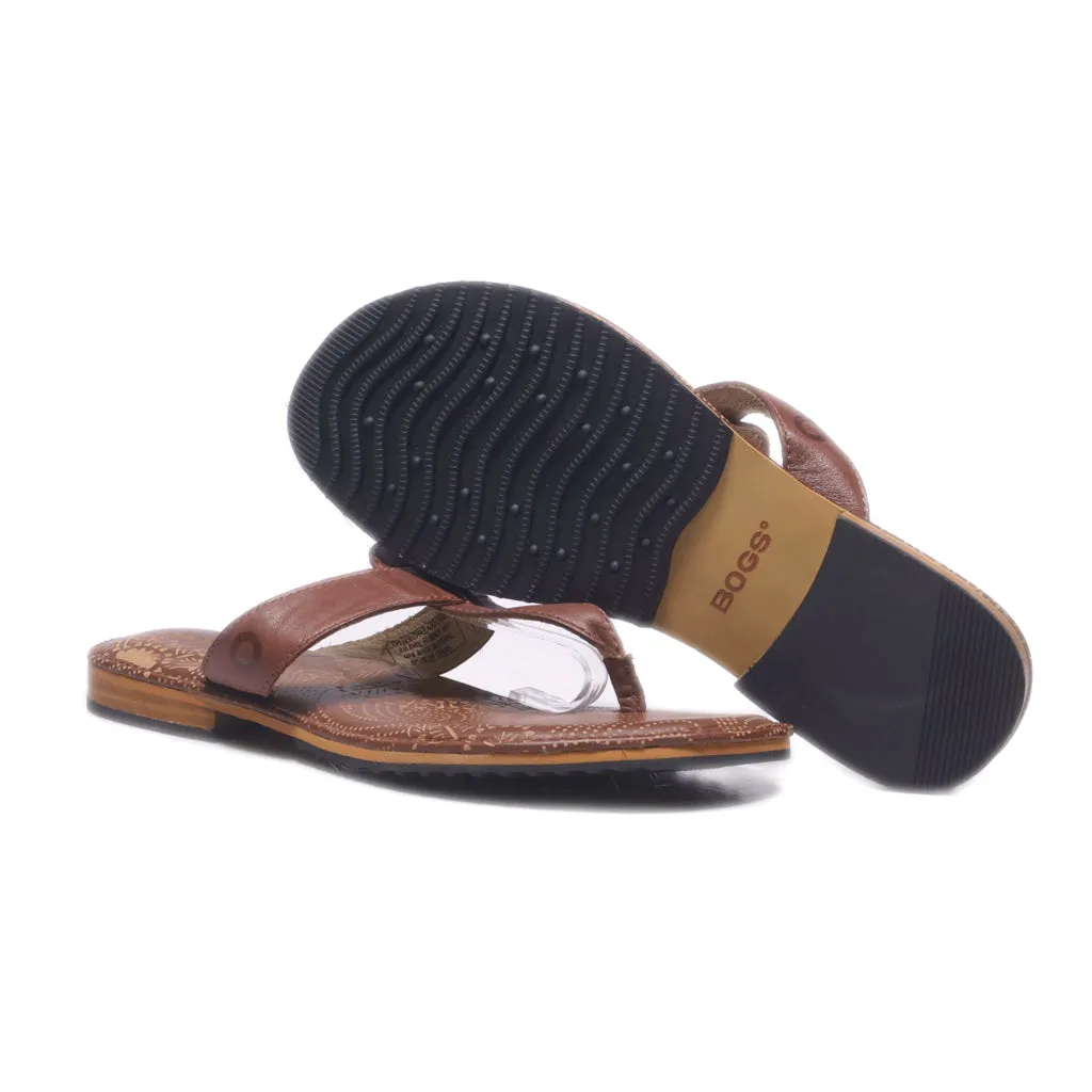 Bogs Nashville Flat Sandals Leather Brown Colour For Women