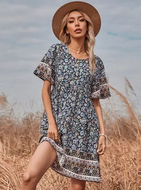 Bohemian Ethnic Print Loose Dress