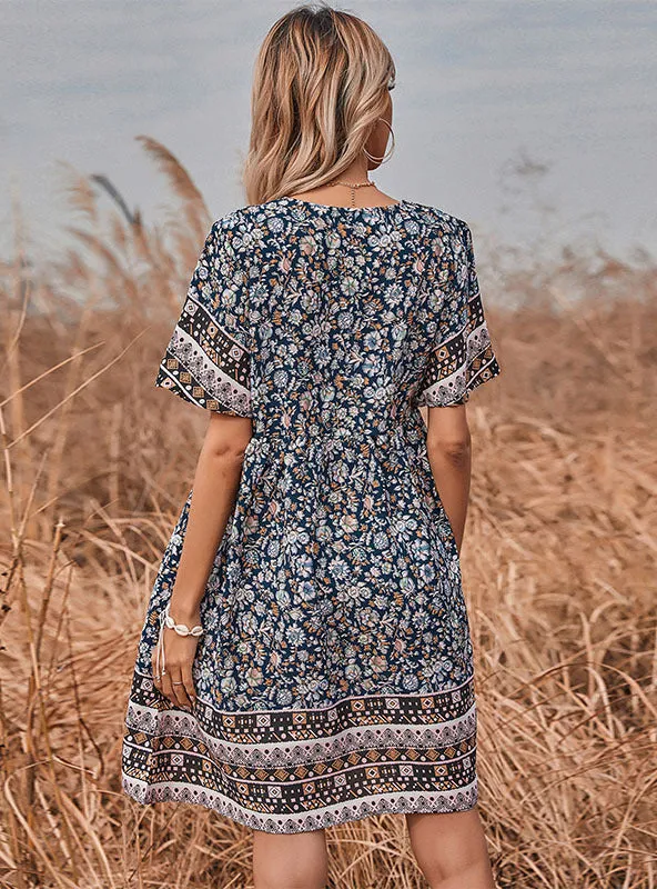 Bohemian Ethnic Print Loose Dress