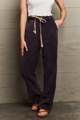 Bohemian POL Leap Of Faith Corduroy Straight Fit Pants in Midnight Navy