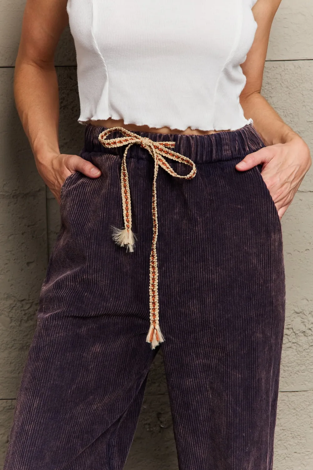 Bohemian POL Leap Of Faith Corduroy Straight Fit Pants in Midnight Navy