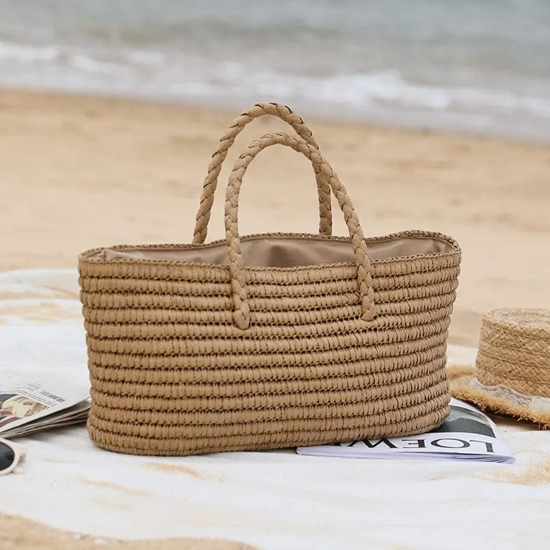 Bohemian Woven Straw Tote Bag