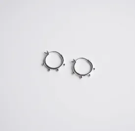 Boho Ball Thin Small Hoop .925 Sterling Silver Earrings